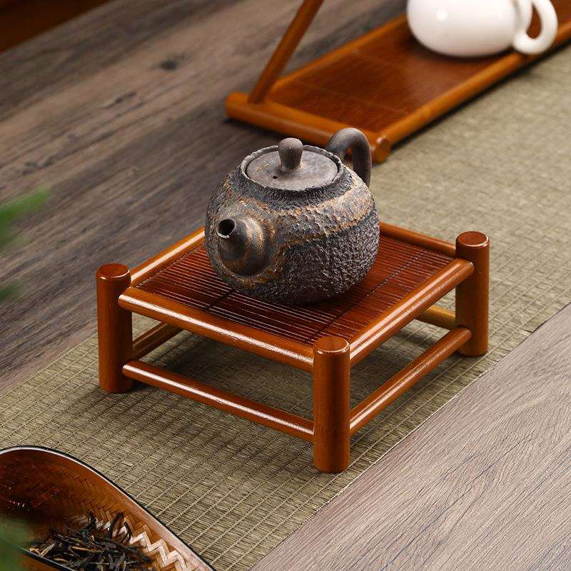 竹制茶具茶杯垫茶架竹编席面茶盘方形盘竹子壶垫隔热垫茶道零配