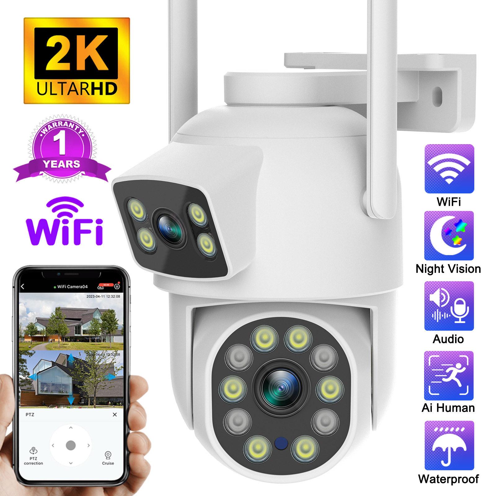 双目枪球联动无线监控摄像机摄像头360室外家用监控器清画面