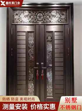 防盗门双开门韩式门单开门彩色入户门高档小区不锈钢指纹锁门