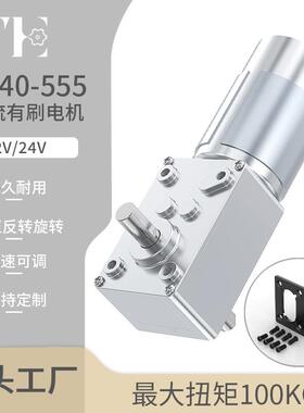 5840-555微型有刷直流电机12V24V双向D轴金属齿轮正反转减速电机