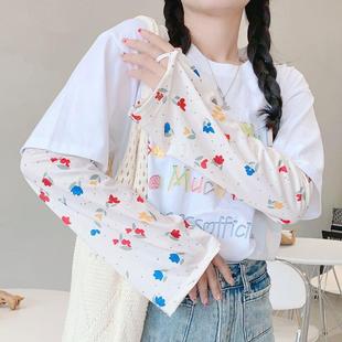 护袖 袖 套开车防紫外线套袖 手套手袖 女款 夏天兔子宽松冰丝冰袖 夏季