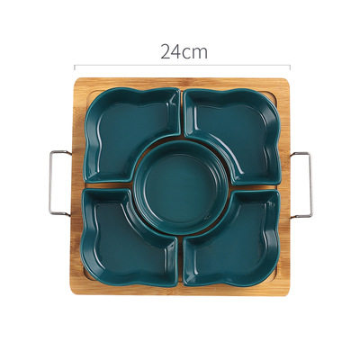 带盖水果盘创意陶瓷茶几餐盘糖果干果盒有盖零食分格客厅家用拼盘