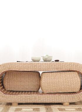 藤编草编茶几窗桌日飘台式桌实木榻SXC榻米茶几组合茶地桌小桌子