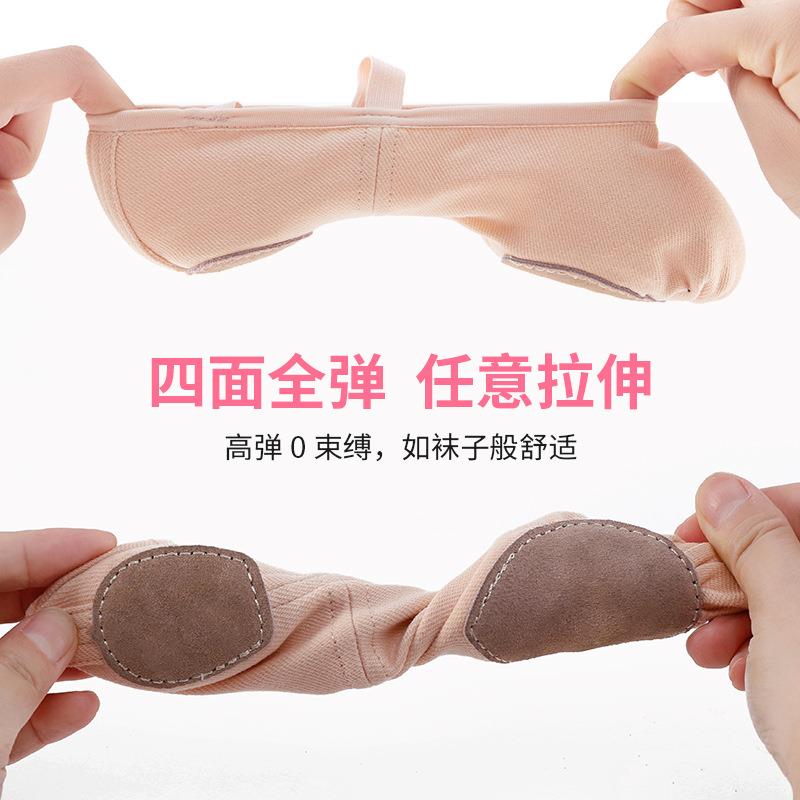 新款直销四面弹力布舞蹈鞋儿童练功软底猫爪鞋女成人瑜伽鞋芭蕾舞