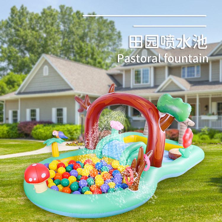 新款大号鱼池儿童垫子滑梯大型玩具水池户外游泳池家用用品