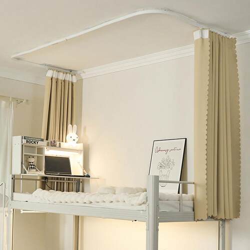 100%全遮光u型轨道床帘大学生宿舍上铺寝室窗帘黏贴式到顶滑轨