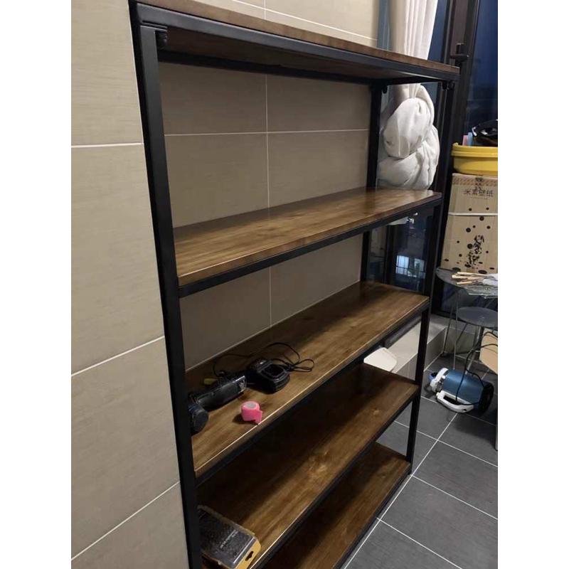 loft美式实木简约书柜陈列架厨房隔板多层置物架复古收纳铁艺新品
