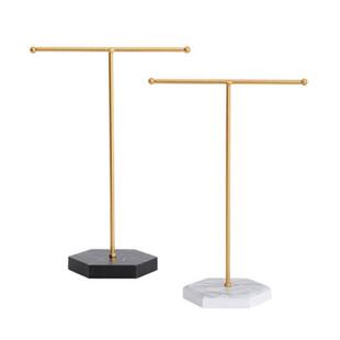 Marbled T-Shape Jewelry Rack Metal Necklace Holder Jewelry T