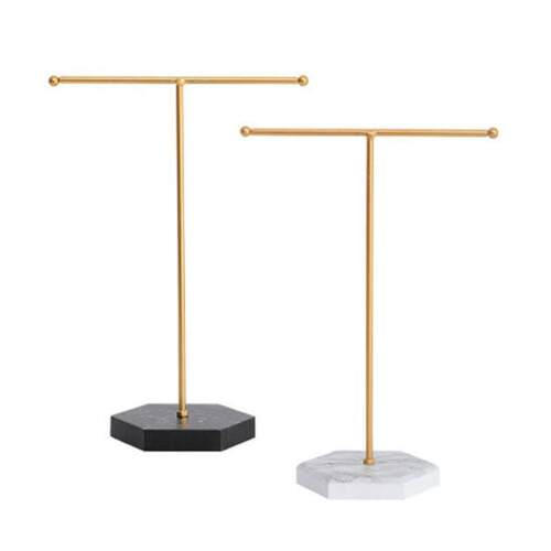 Marbled T-Shape Jewelry Rack Metal Necklace Holder Jewelry T