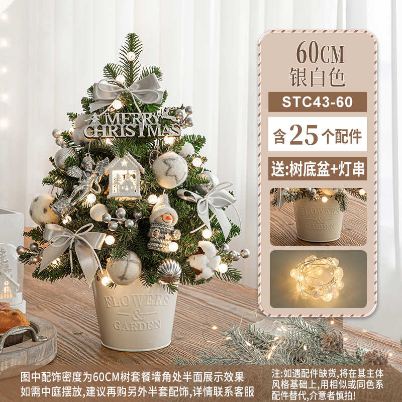圣诞树铁桶摆件豪华材料新款加密圣诞树迷你包装diy饰桌面pe
