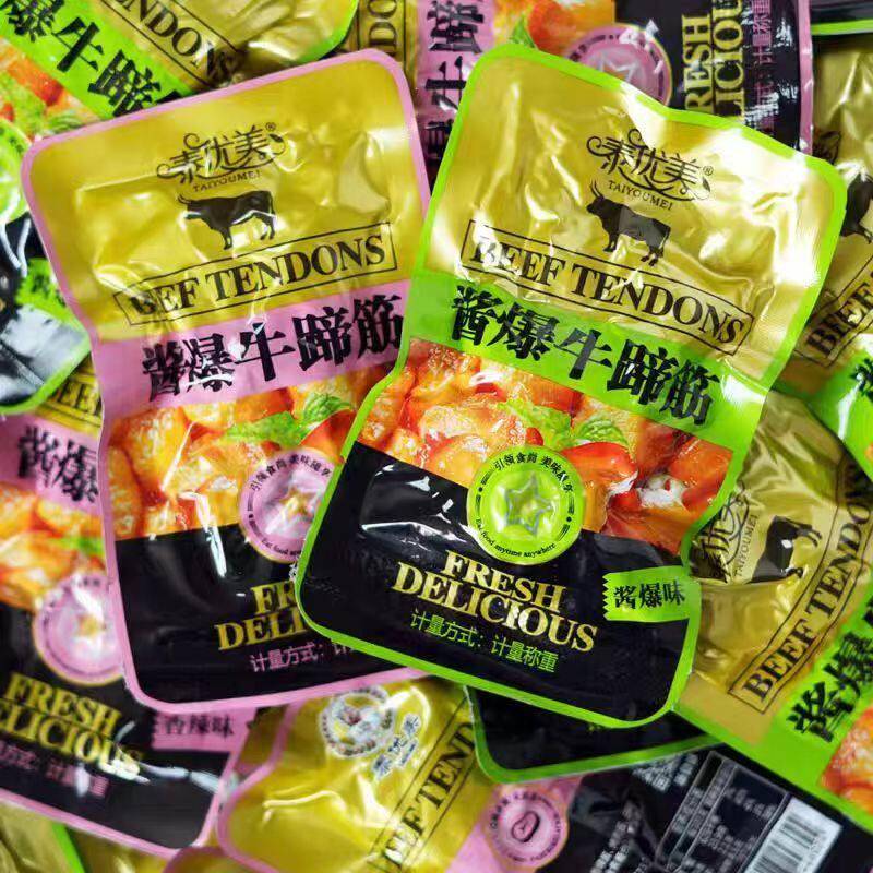 泰优美酱爆牛蹄筋500g香辣酱爆味即食卤味熟食休闲零食小吃包邮