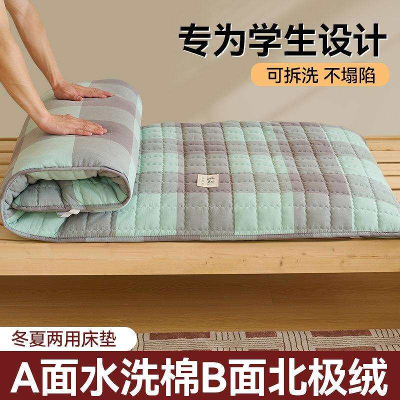 一面水洗棉一面绒可拆洗棉花床垫双面可用款四季床褥开学季学生床