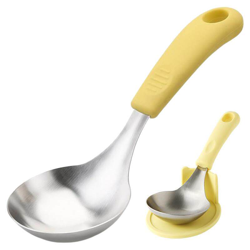 韩国304不锈钢汤勺家用大号盛公勺子矽胶手柄短柄勺粥勺分餐汤勺