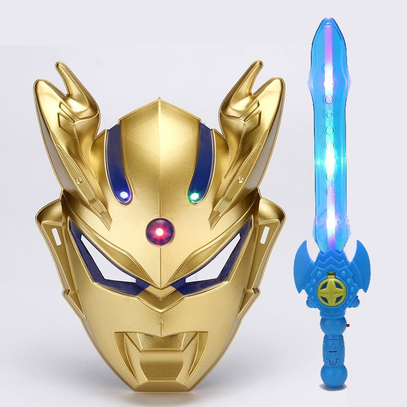 发光奥特面具声光卡通变形玩具