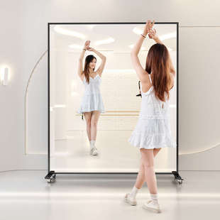 可移动舞蹈镜万向轮落地镜家用镜子全身全身镜瑜伽健身练功房镜子