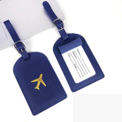 Portable 1PC PU Leather Luggage Tag Suitcase Identifier Labe