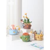 卡通小动物肉肉盆栽创意个性 饰多肉植物花盆生日礼物女 可爱兔子装