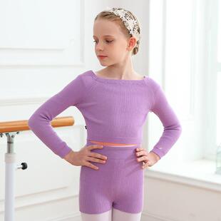 外套套装 儿童舞蹈服毛衣短裤 毛衫 练功三分裤 女童芭蕾舞练功服冬季