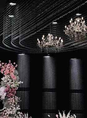 婚庆道具水晶珠帘形方铁艺定架婚礼堂酒店舞F775SSHS位台背景架吊