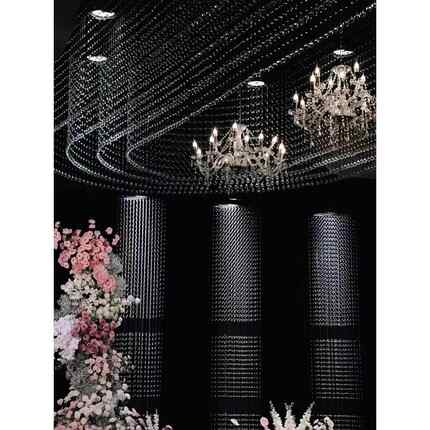 婚庆道具水晶珠帘方形铁艺定位架婚礼堂酒店舞台背景吊顶装饰架子