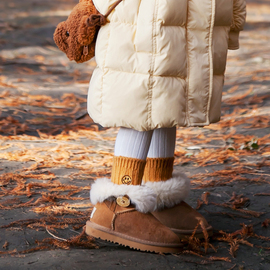 两穿亲子款|冬季儿童雪地，靴真羊皮毛，一体宝宝靴子女童成人中筒靴