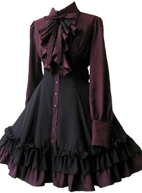 女子覆古宫殿洛丽塔礼服领口高腰受害者