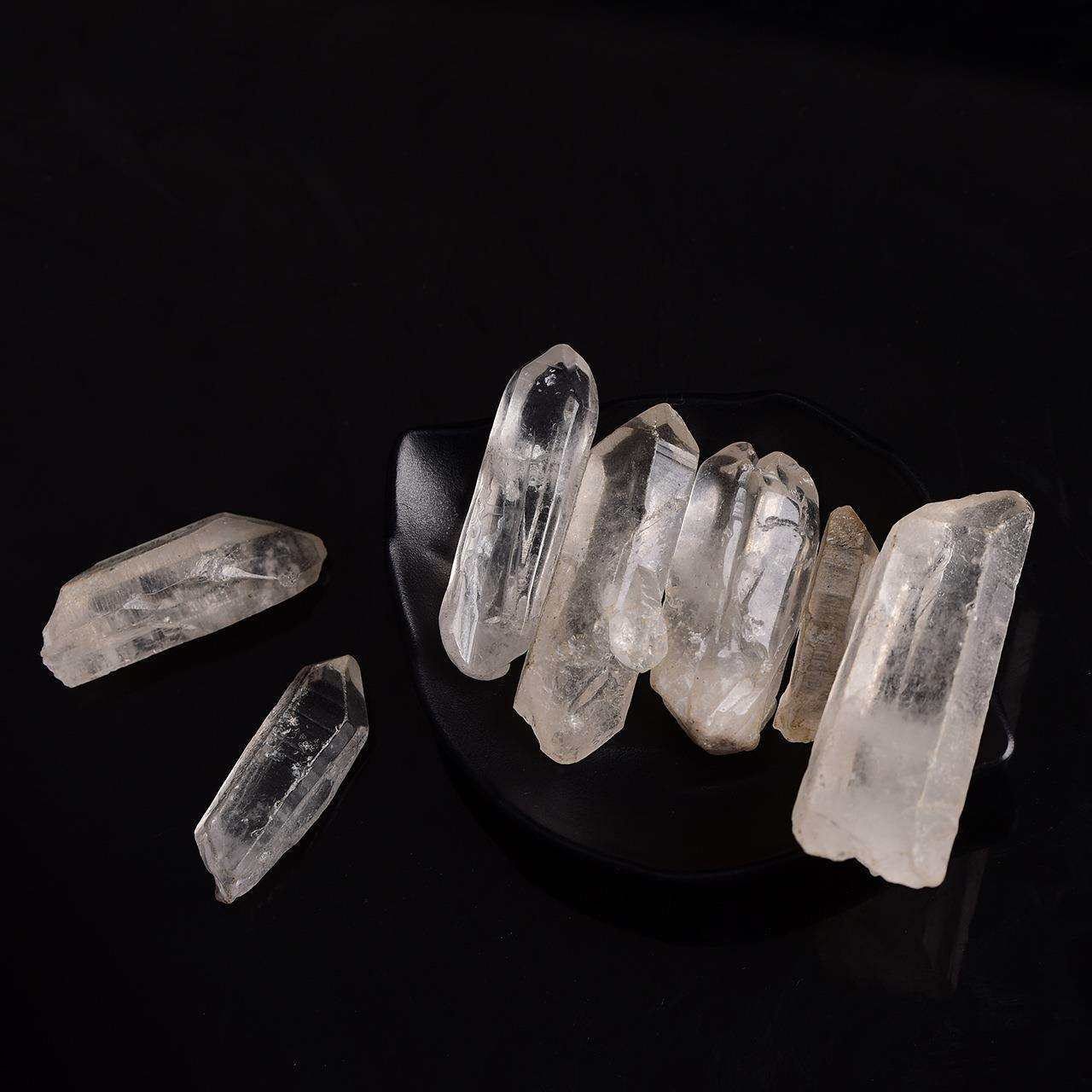 简约风大气水晶裸石 长白牙水晶石碎石 抛光鱼缸盆景装饰水晶碎石