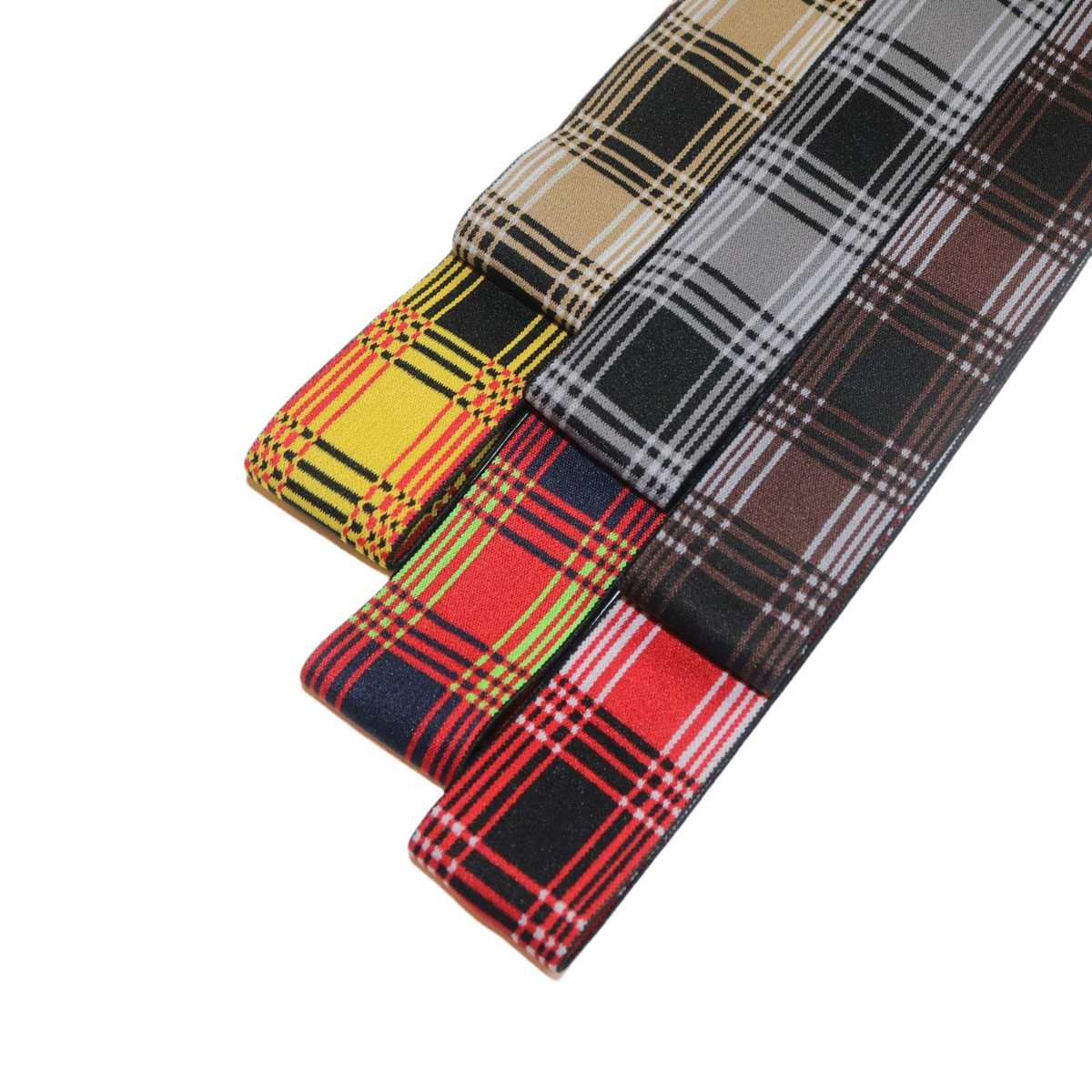 英伦风彩色格子电脑提花仿尼龙高弹松紧带裙腰裤头橡筋厂家现货