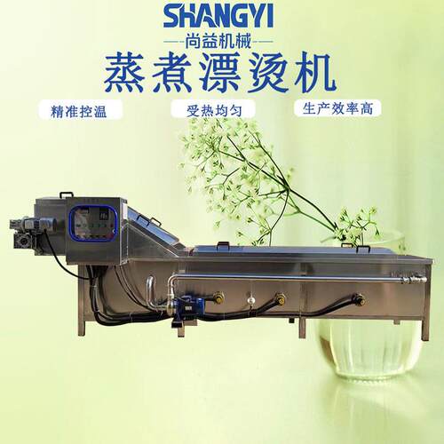 商用黄桃漂烫预煮一体机全自动水果杀青护色设备连续式果蔬蒸煮机