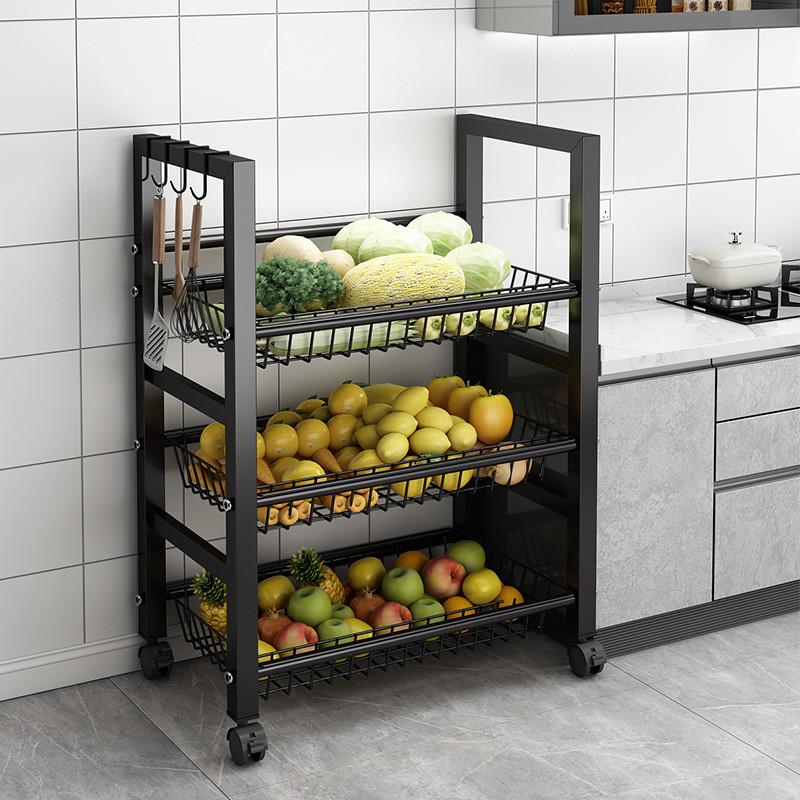 厨房菜篮子落地置物架多功能锅架可移动蔬菜水果收纳筐储物架子