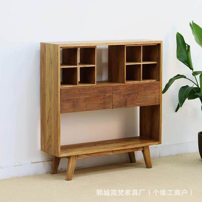 新柜茶中式老榆木古柜子架室茶壶瓷器展示柜实木家用博厨房餐边多
