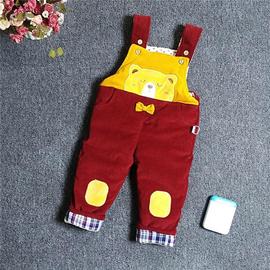 冬季1-3岁男女宝宝纯棉灯芯绒，背带棉裤婴儿，条绒加厚背带裤外出裤