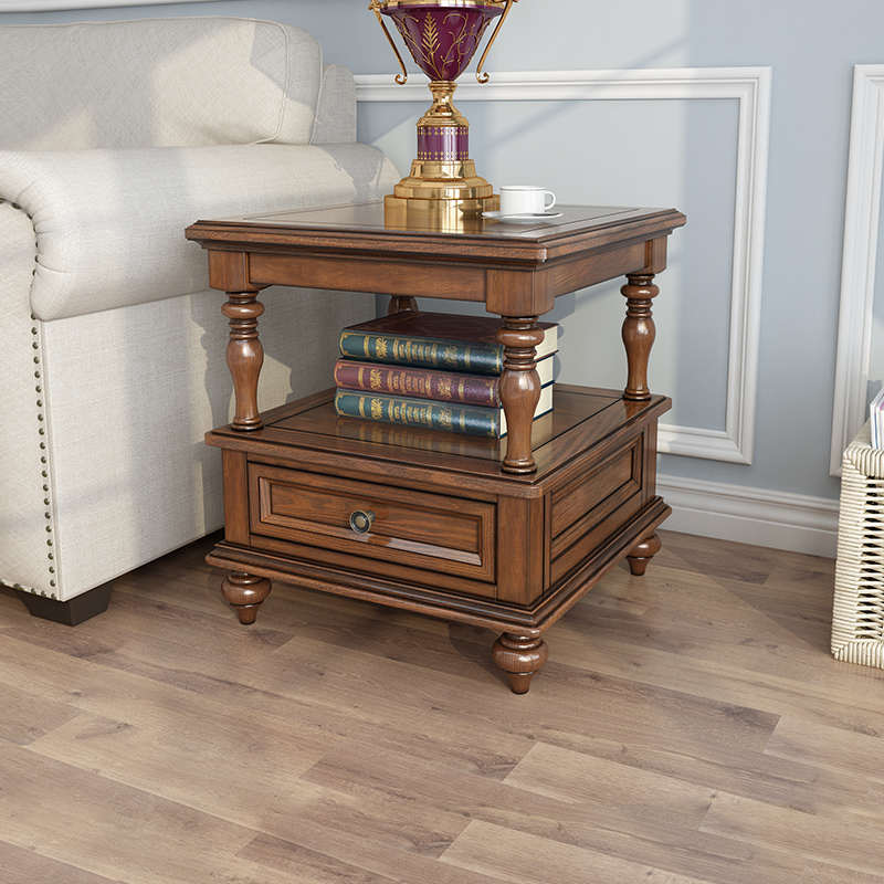 美式沙发边几实木边柜小方桌角几茶几边桌简约方几白蜡木客厅家具