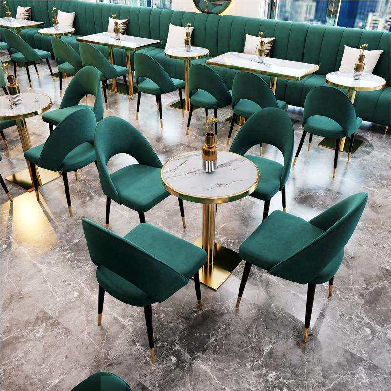 北欧轻奢餐椅家用绒布椅子现代卧室化妆椅高档酒店酒吧餐厅凳岩板