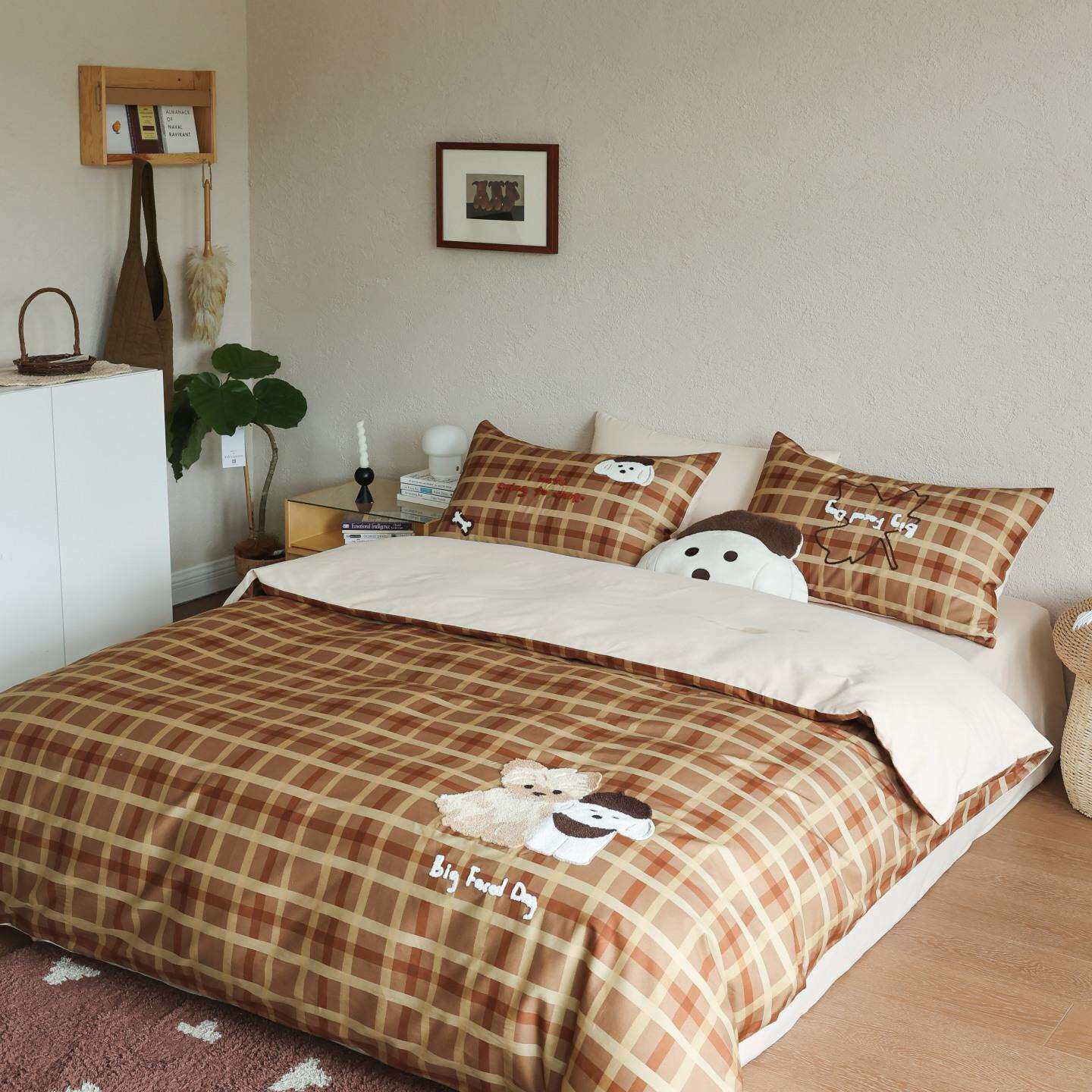 秋冬全棉100支加厚磨毛四件套纯棉毛巾绣被套棉床单1.5/1.8米床品