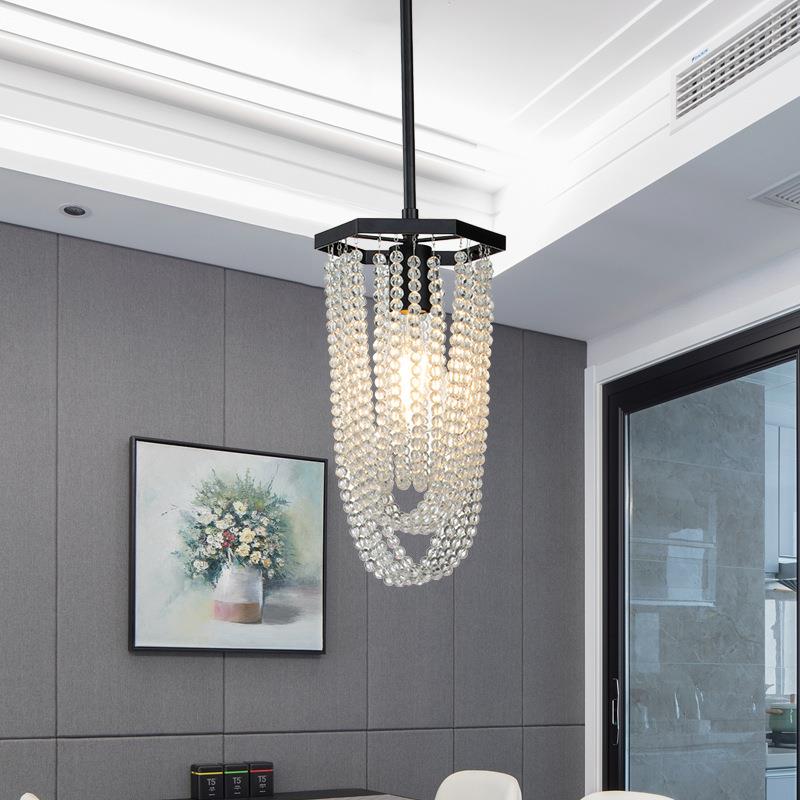 2025式新美简约铁艺吊灯境YMX268餐厅意水晶吊灯跨美式复创古餐厅