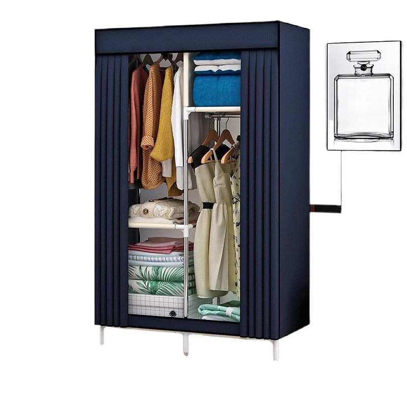 简易衣柜单人宿舍组装布衣柜家用卧室全钢架出租房收纳防尘厂家品