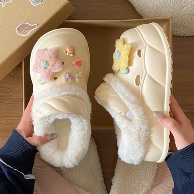 可拆卸EVA洞洞甜美百搭增高棉鞋