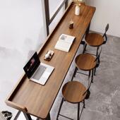 阳UIK台木台桌窗家用简约实长条桌靠窄吧桌高低脚长桌子高脚桌椅