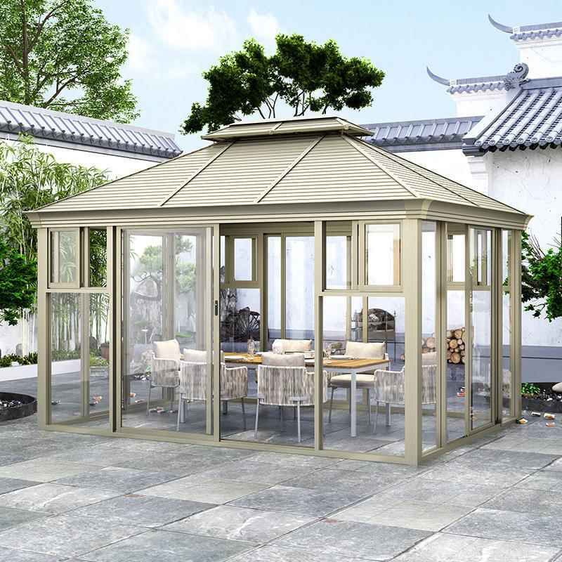 跨境铝合金凉亭户外亭子别墅室外庭院设计遮阳棚阳光房四角帐篷