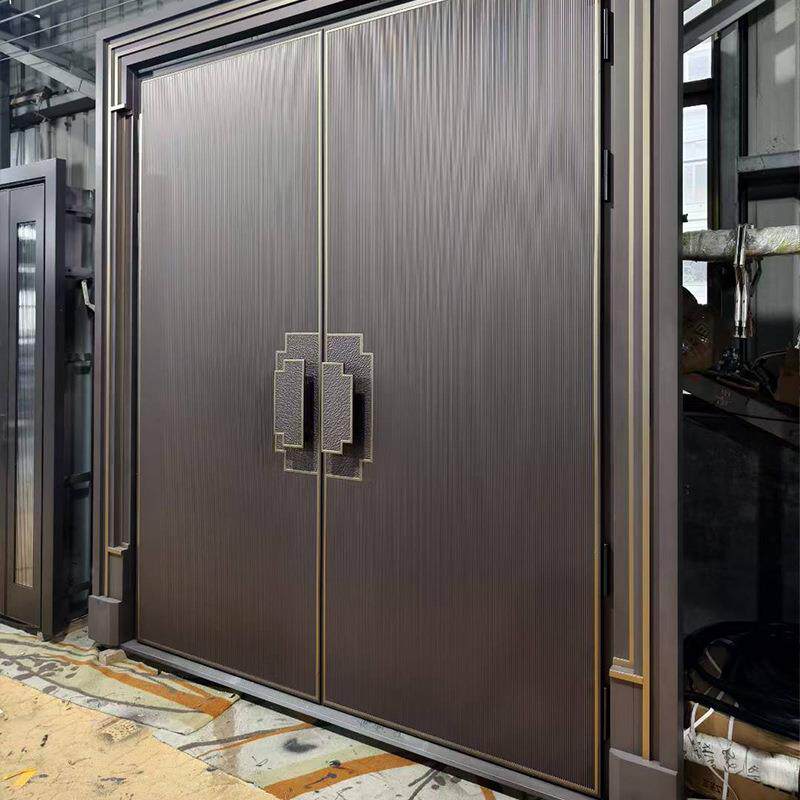 农自建房大入户对开门双开仿铜门联排村室外非门防盗大门别标墅门