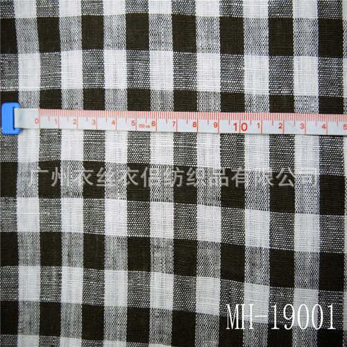 现货棉麻色织布料棉麻格子亚麻格子布纯亚麻色织格子男装女装批
