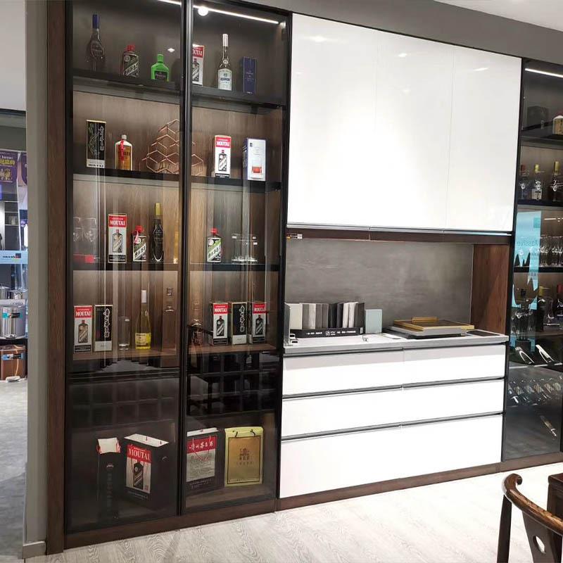工直厂供极简全铝恒餐温酒柜璃玻门客厅轻奢极简展示柜边柜书柜玻