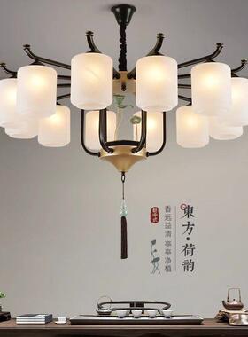 新中式吊灯客厅灯中国风茶室荷花灯复古包厢餐厅饭店中式灯具大全