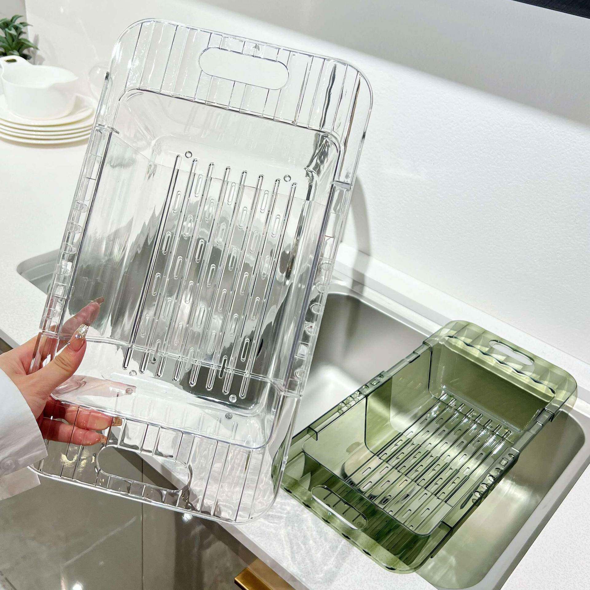 厨房伸缩沥水架洗菜盆沥水篮家用塑料水槽滤水篮水池菜篮子置物架