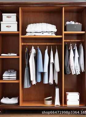 8809#美乡村全实木衣柜式衣欧式大橱家用主卧室平开门复古色四深