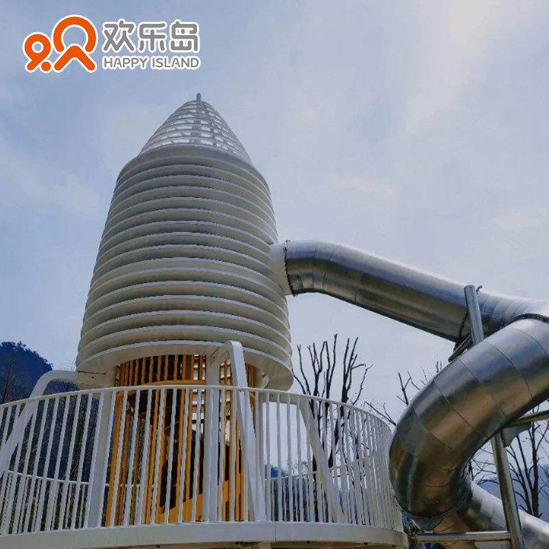 小区火箭主题无动力乐园大型非标游乐设备公园景区儿童滑梯厂家