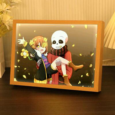 Undertale周边灯光画传说之下游戏手办Sans吧唧镜子画小夜灯礼物