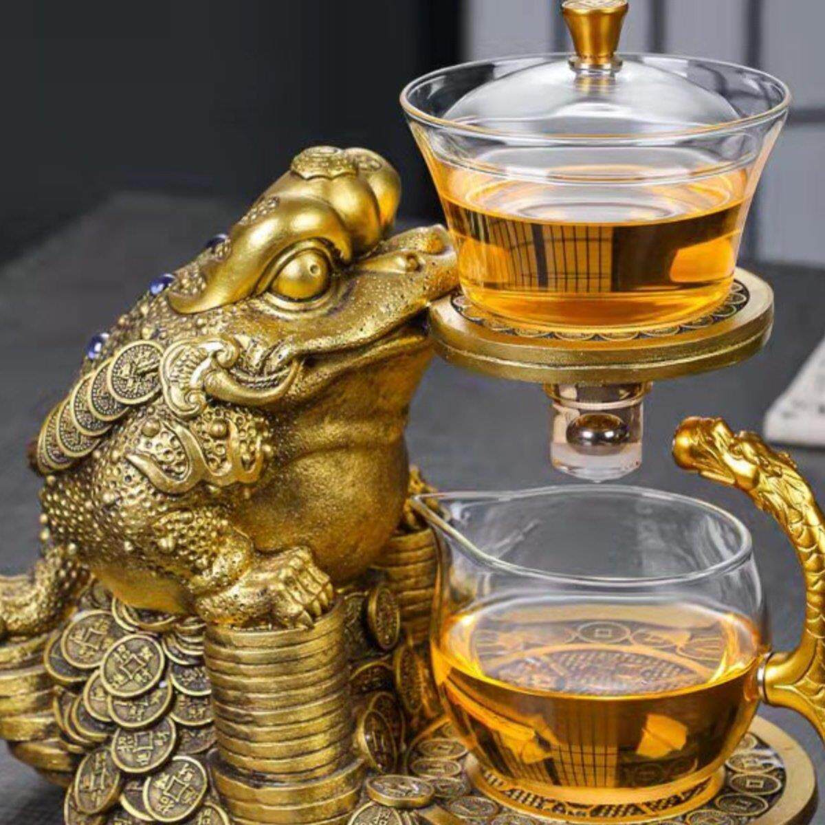 金蟾玻璃全自动茶具套组家用进宝懒人泡茶器功夫网红茶具创意茶杯