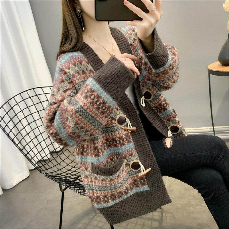 毛衣外套女春秋薄款2025年新款宽松慵懒风中长版百搭针织开 衫上